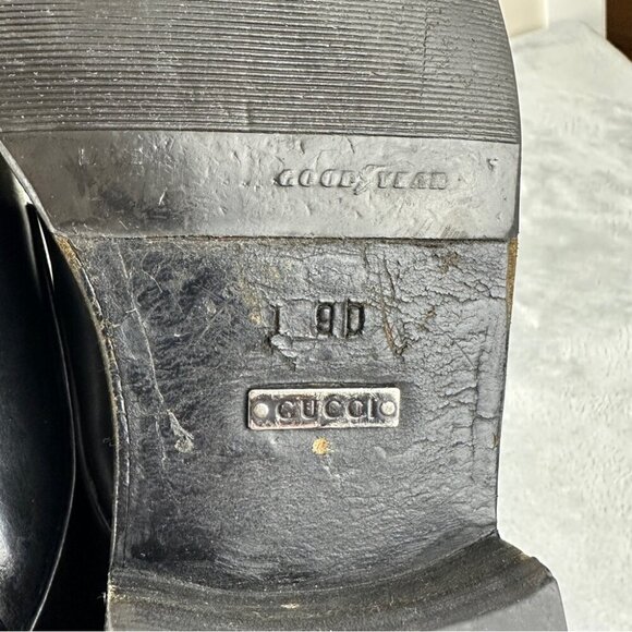 Gucci Black Leather Derby Shoes Authentic Men's Size 9D/43 EU/9 UK Made in Italy - Picture 12 of 13